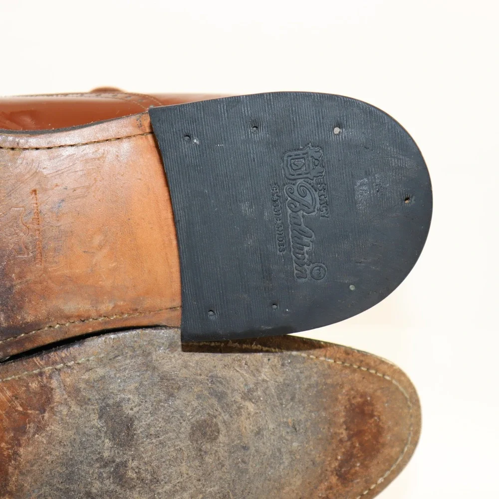 Stacy Baldwin Wingtip‎ Oxford Mens 11 Brown Patent Lizard Embossed Dress Shoes